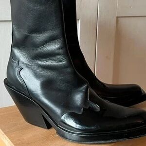 Burberry Black Leather Wedge Boots